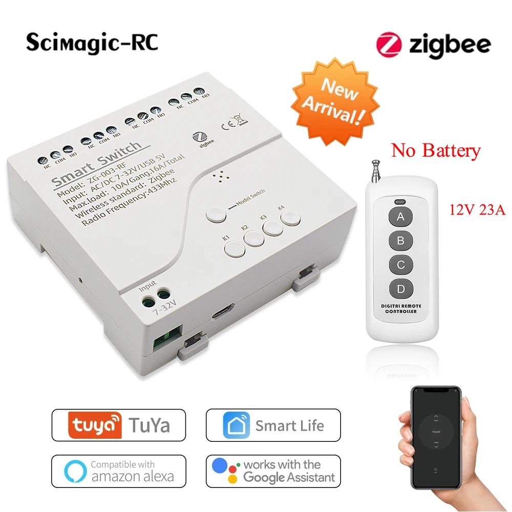 Zigbee Ʈ   Wifi  ġ Tuya  4CH DC AC 5V 12V 32V 24V 220V Ī ڵ  RF  10A 